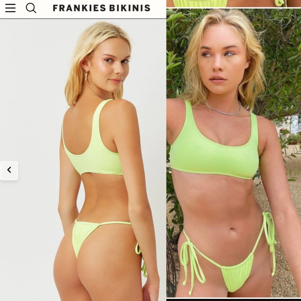 Nwot brat SET Frankies Bikinis lime green theo bikini s/xs